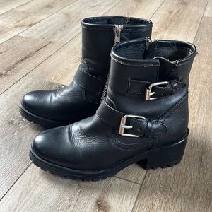 Steve Madden Black Leather Moto Booties